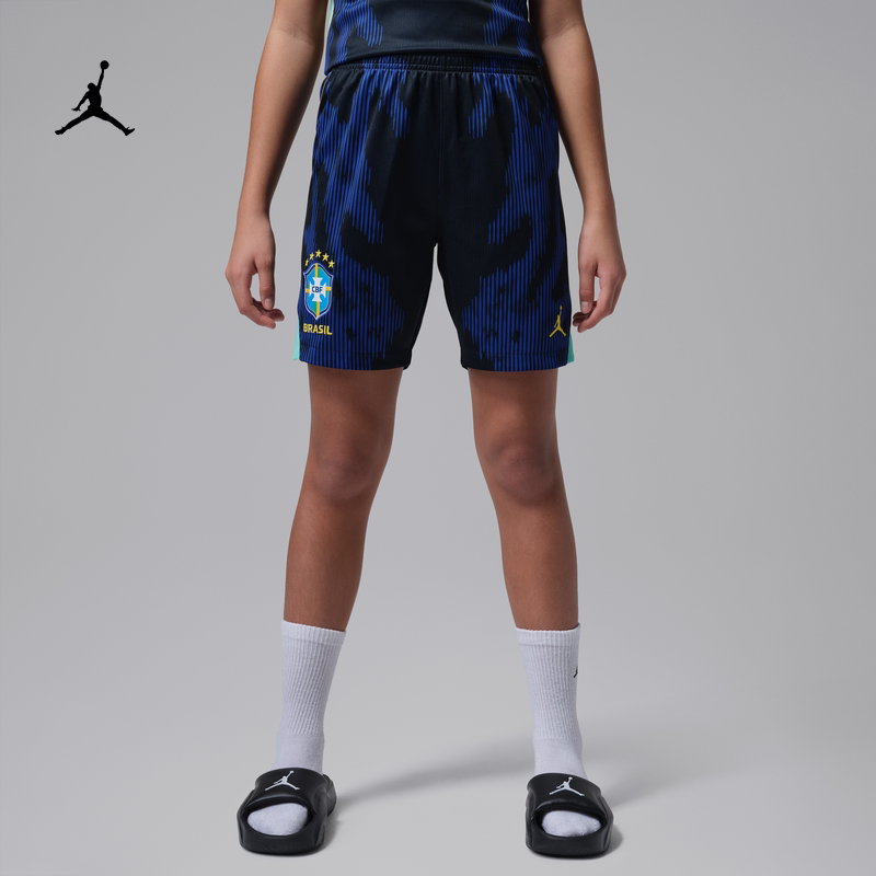 耐克乔丹2026赛季巴西队大童足球短裤春新款男女童JORDAN IU1081