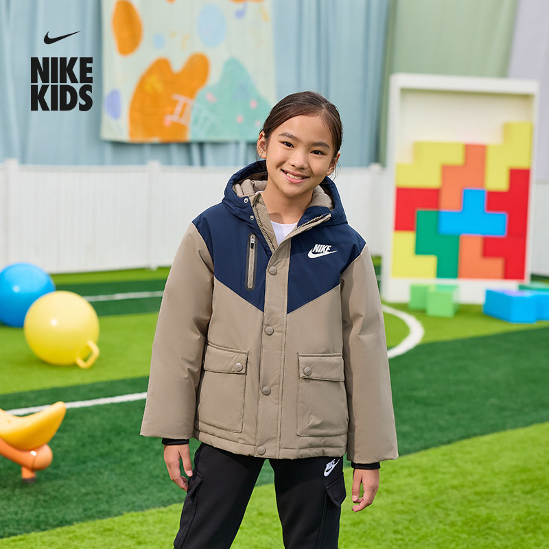耐克大童三防工装羽绒服夹克冬季男女童时尚保暖拒水NIKE IQ9990