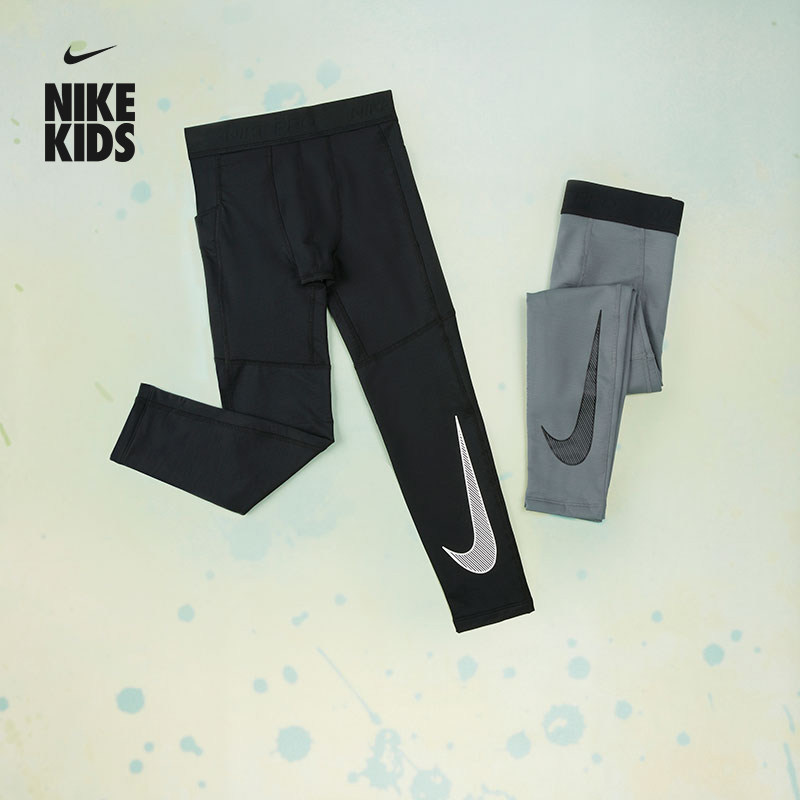 耐克大童加厚训练紧身裤男童冬举重速干薄绒NIKE DRI-FIT HF4364