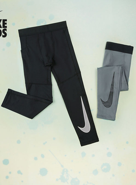 耐克大童加厚训练紧身裤男童冬举重速干薄绒NIKE DRI-FIT HF4364