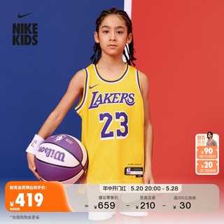 Nike耐克官方男童洛杉矶湖人队NBA詹姆斯大童男童速干球衣FZ8625