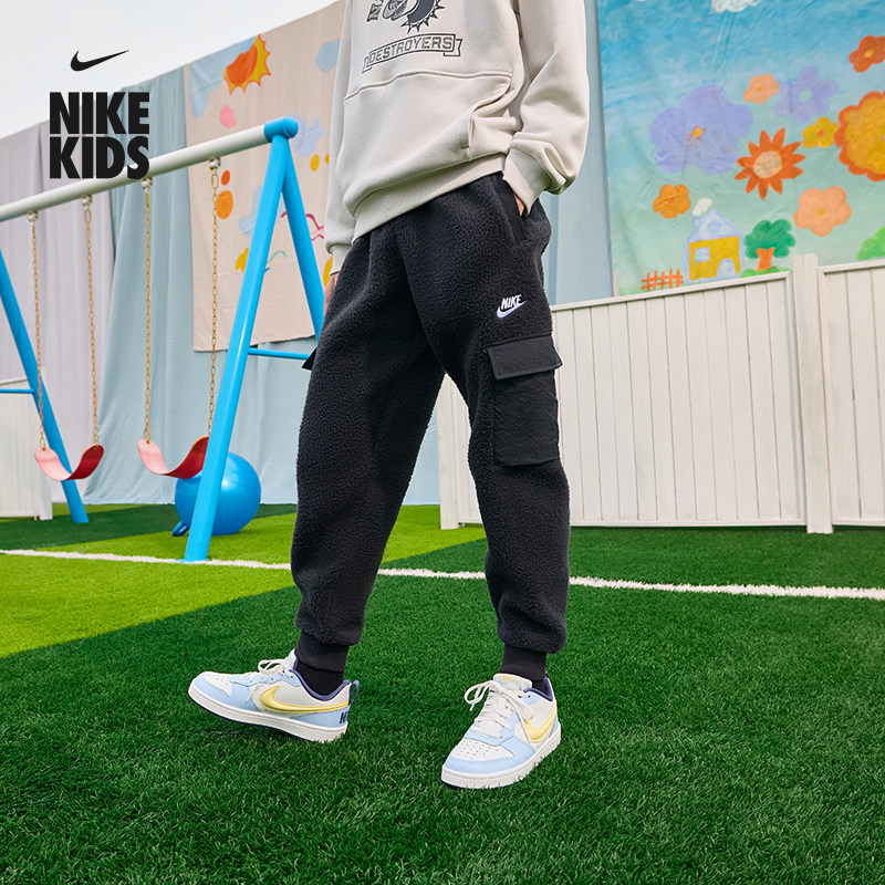 耐克大童仿羊羔绒工装长裤冬新款男女童NIKE CLUB FLEECE HV0386