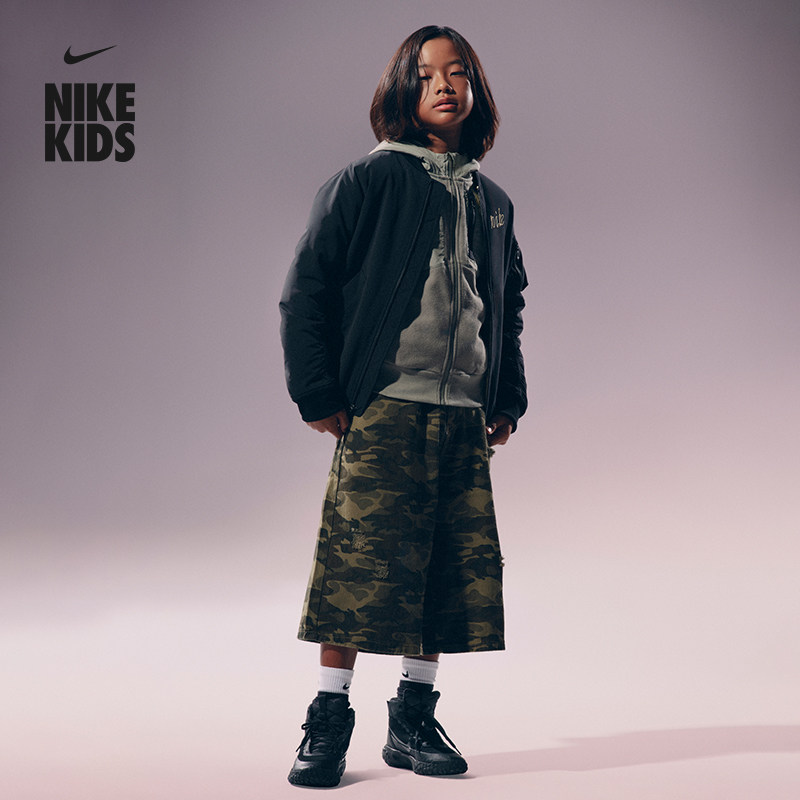 耐克大童时尚加绒夹克冬季男女童保暖反光梭织外套NIKE HF4208