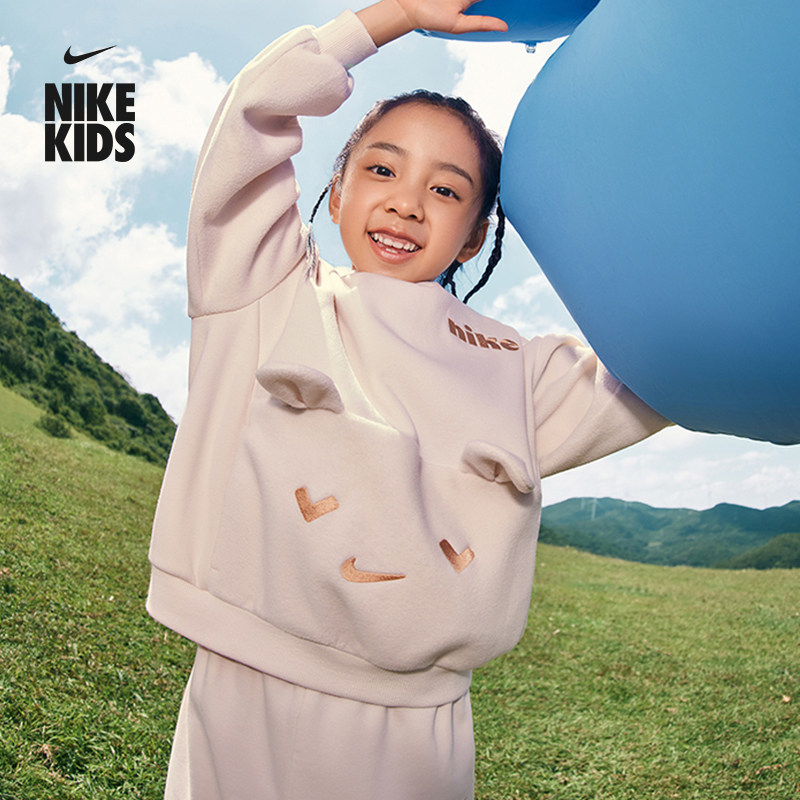 耐克幼童超宽松柔软连帽衫和长裤套装男童加绒可爱NIKE HV1576