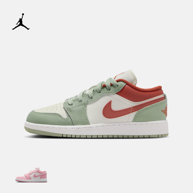 耐克乔丹大童轻便AJ1板鞋春季男女童平底低帮运动鞋JORDAN 553560