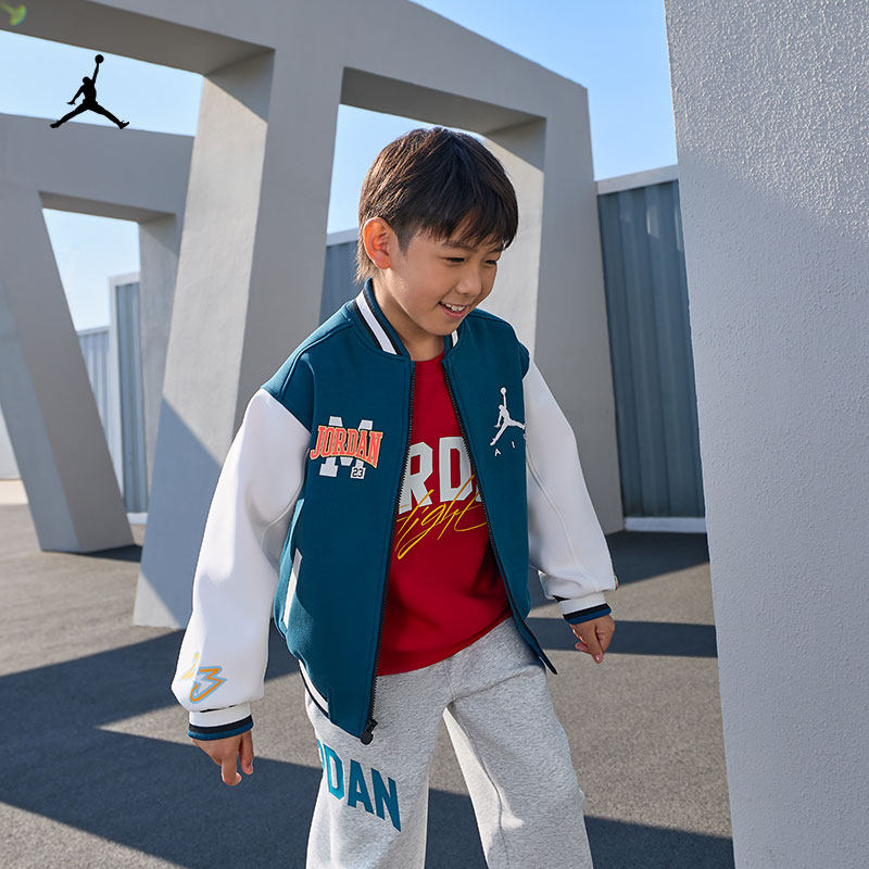耐克乔丹大童休闲夹克春季新款男童运动刺绣外套JORDAN IU5292