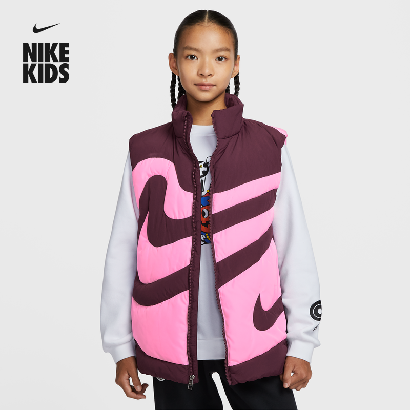 耐克暖钩羽绒服大童保暖羽绒马甲冬季男女童NIKE PUFFER IQ2954