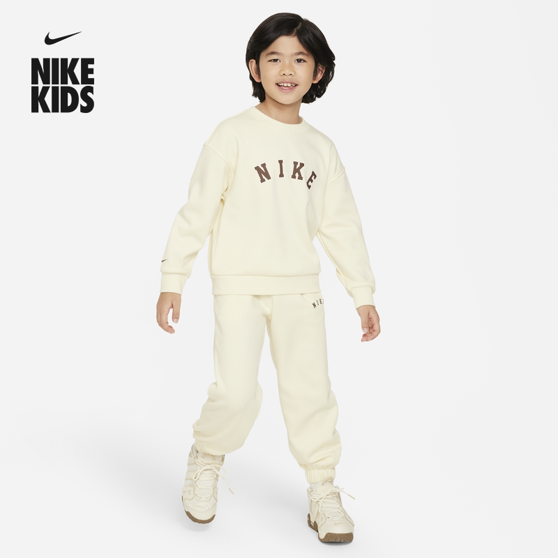 耐克幼童柔软透气宽松上衣和长裤套装男童冬季学院风NIKE FZ9923