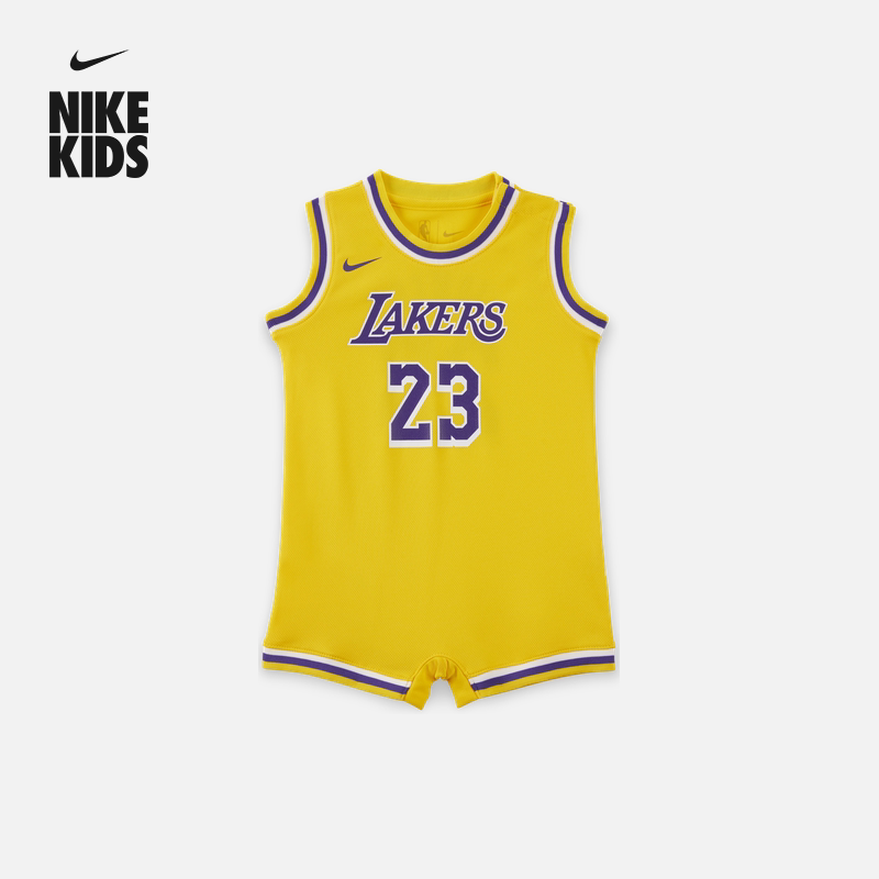 耐克洛杉矶湖人队詹姆斯婴童美式连体衣春季男童NIKE NBA HM3855