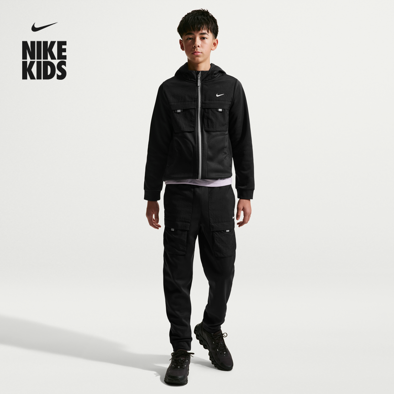 耐克大童加绒长裤春季新款男女童反光运动裤标准款NIKE IO0764