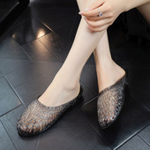 水晶包头镂空凉拖女夏居家居室内洗澡室外海边度假拖鞋 防滑防臭脚