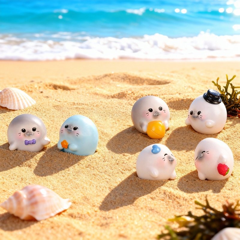 微景观仿真可爱树脂小海豹摆件