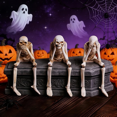 万圣节搞怪骷髅人办公桌面装饰工位治愈情绪小摆件送男生生日礼物