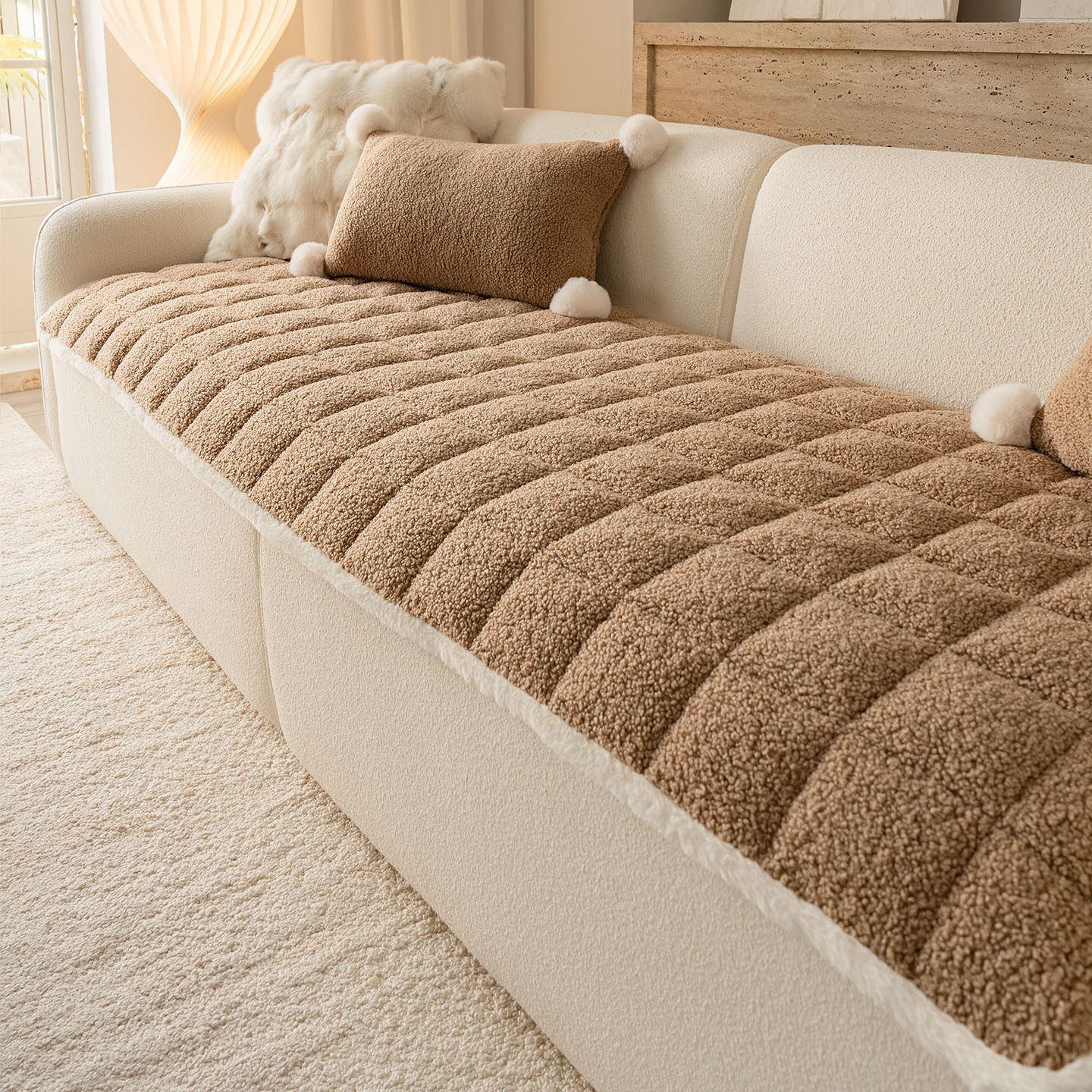 2026秋冬季新款保暖颗粒绒沙发垫一片式固定防滑沙发盖布套罩