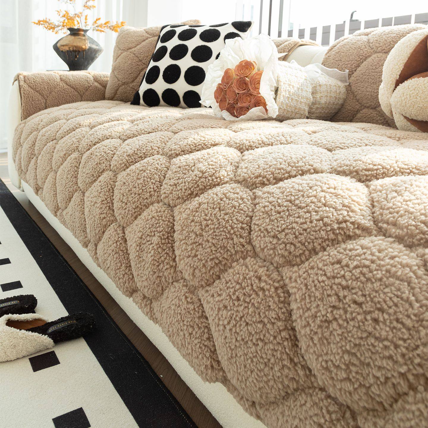 加厚舒棉绒沙发垫2026新款秋冬保暖一片式防滑沙发盖布套罩防猫抓,居家布艺,沙发套,淘宝优惠券,粉丝福利购,淘宝优惠卷