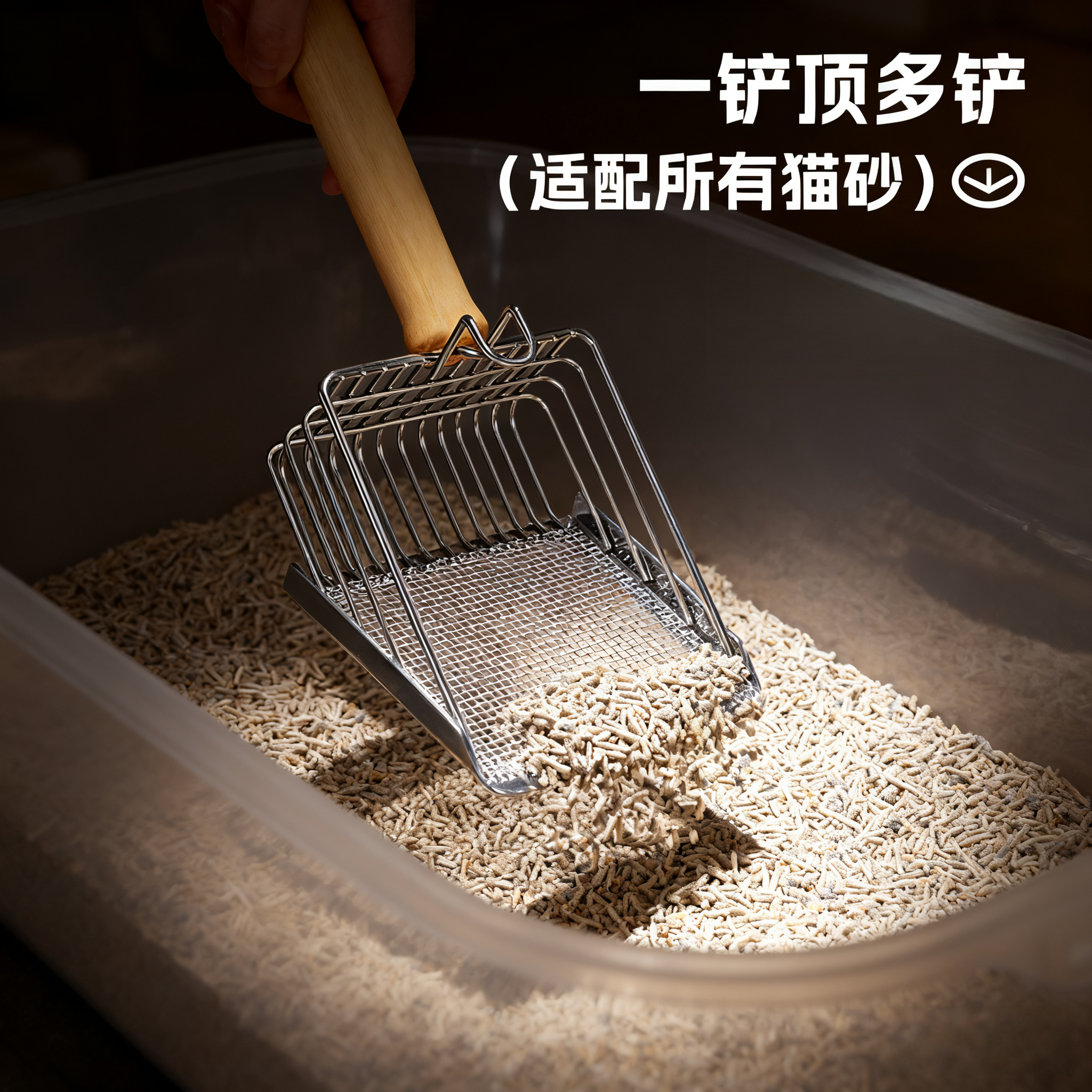 猫砂筛子宠物金属不锈钢铲子大号