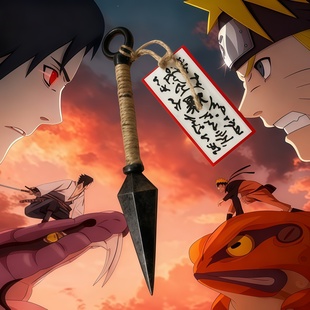 苦无中性笔火影忍者手里剑动漫周边刀笔二合一飞雷神小学生写字笔网红爆款圆珠笔