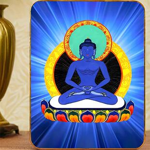 普贤王如来加行皈依境画像摆台结缘佛像木版画唐卡水晶画佛堂摆件