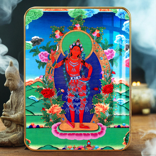 高清金刚瑜伽母母摆台唐卡相框水晶摆台家用挂画加行画像摆画破瓦