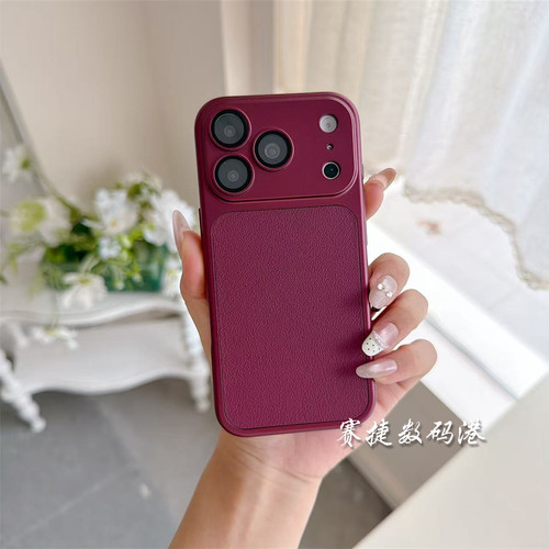 ins高级秒变18勃艮第酒红色荔枝纹适用vivo x500/x300/x200/100/X90手机壳Pro镜头S60全包男女S50/S30/S20软S