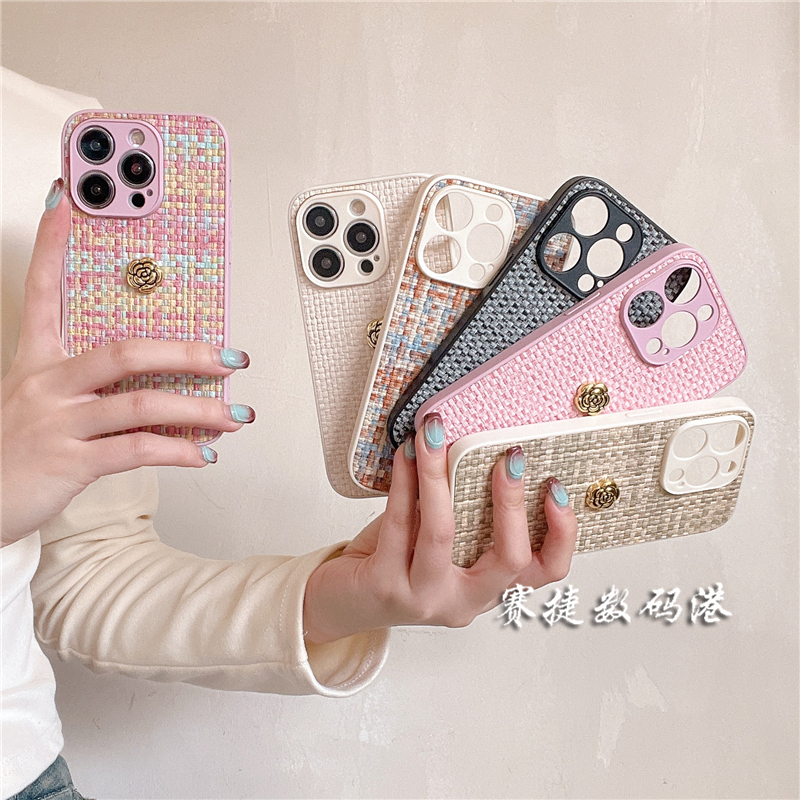 简约山茶花复古小香风苹果手机壳