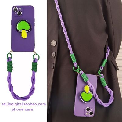 可爱蘑菇支架挂绳一加12/11/10手机壳pro手腕1+9/8/7斜挎8t高级感9rt紫色one pus新款Ace/2/3防摔2V/3V硅胶套