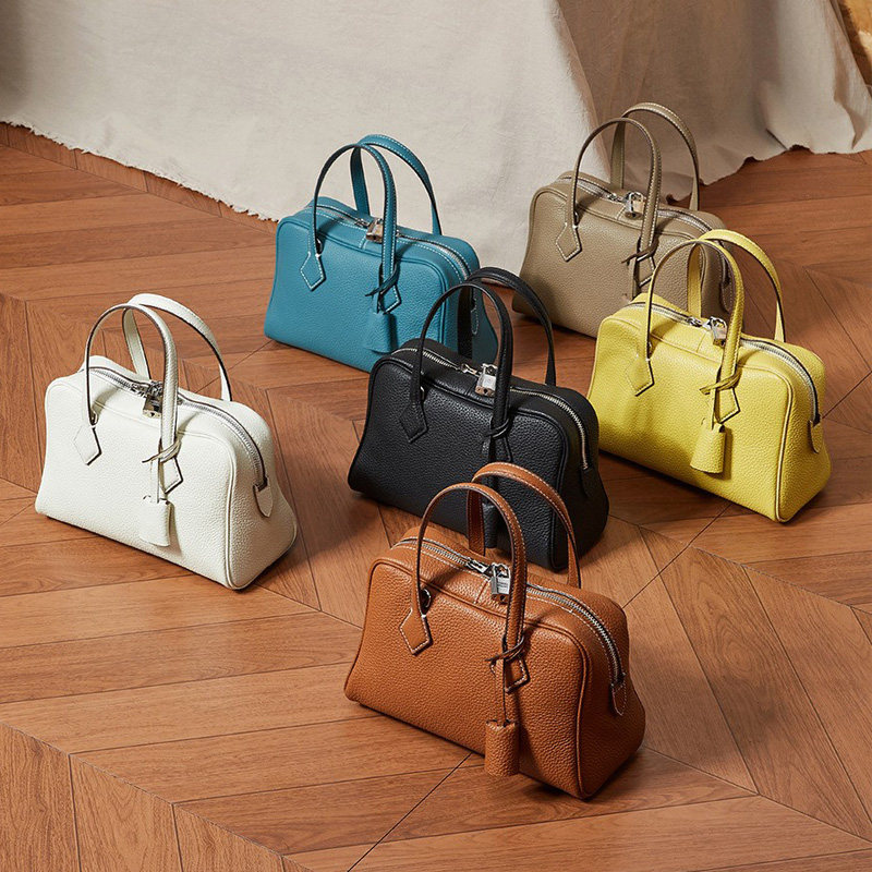 头层牛皮维多利亚波士顿枕头包