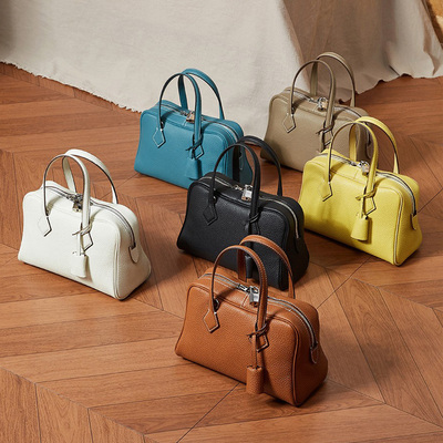 头层牛皮维多利亚波士顿枕头包