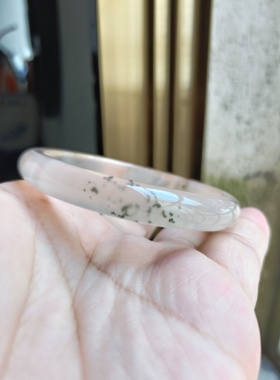 独款纯天然荧光绿色水草俏色细款玛瑙手镯加厚秀美女手环礼267