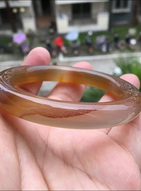 巴西原石天然朱砂蜜糖色玛瑙手镯复古圆条水润圆滑女士礼物67