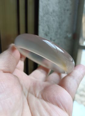 巴西天然冰种玛瑙手镯中宽加厚水润冰透荧光原石无烧女手环174