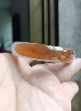 一物一拍巴西纯天然象形纹理图案中宽加厚玛瑙手镯女手环礼172