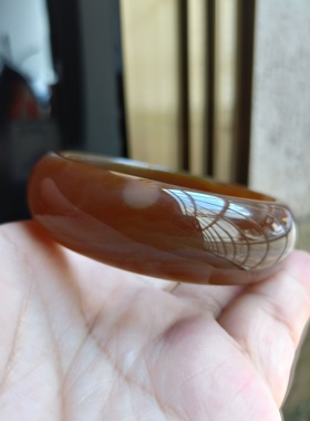 一物一拍天然蜜糖玛瑙手镯原色无烧玉髓加宽加厚原石60m女手环258