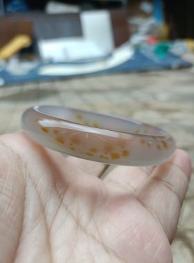 巴西天然橘色飘花玛瑙手镯中宽加厚水润无烧荧光女手环礼特色231