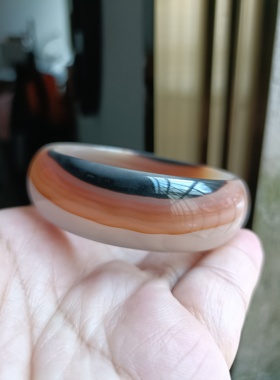 巴西纯天然水墨俏橘色玛瑙手镯加宽加厚一物一拍缠丝女手环礼223