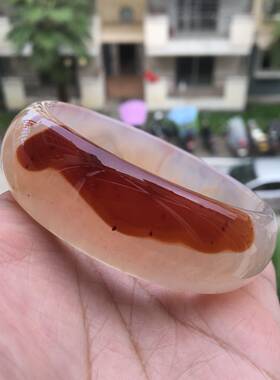 精美天然龙纹俏色玛瑙手镯加宽加厚特色原石无烧通透女礼厦门24