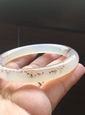 巴西纯天然水草玛瑙手镯复古圆条水润手环原石女礼60