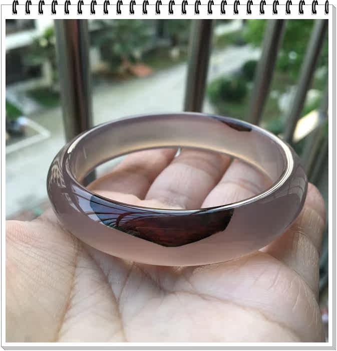 佳石琦缘 天然特色红绿水草灰紫底玛瑙手镯加厚款水润女士礼物69