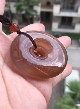 巴西纯天然原石玛瑙平安扣吊坠