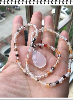 纯天然玛瑙项链礼物平安锁