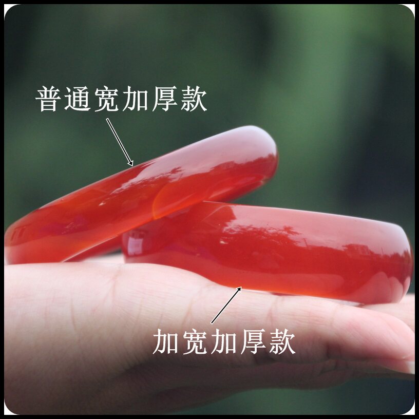 巴西包邮天然红玛瑙手镯原矿玉石加宽加厚复古玉镯手环女士带证书
