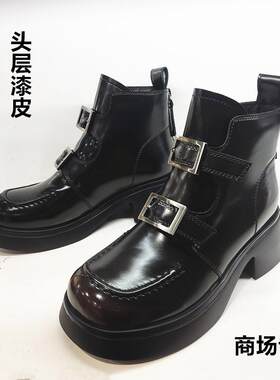 商场新款黑色短靴马丁靴