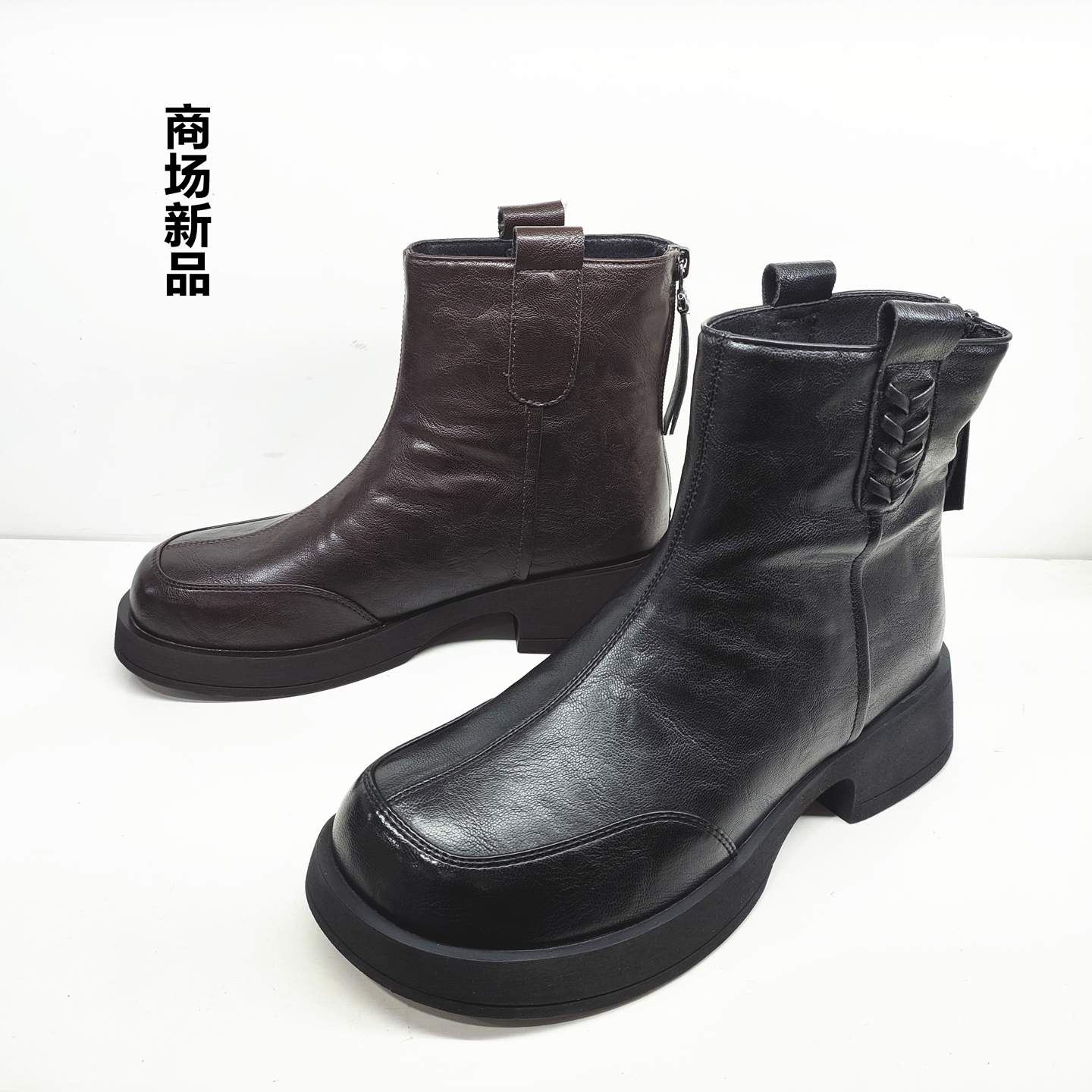 商场2025新款女鞋厚底加绒马丁靴