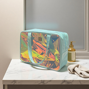 大容量单肩包手提收纳包防水沙滩包游泳包镭射手提袋大包果冻包