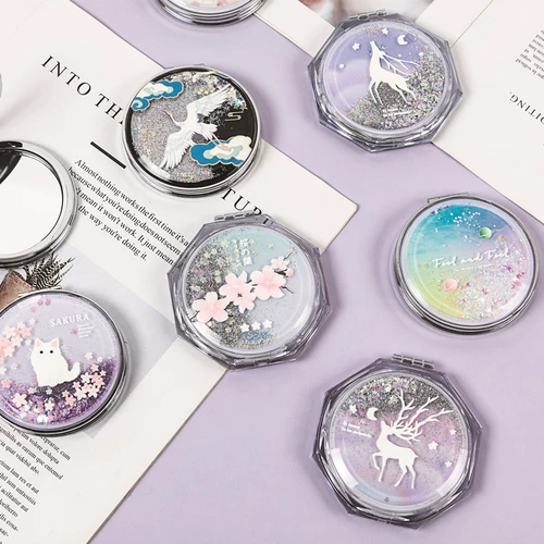 Свежее складное двусторонное милое портативное мультяшное зеркало для школьников