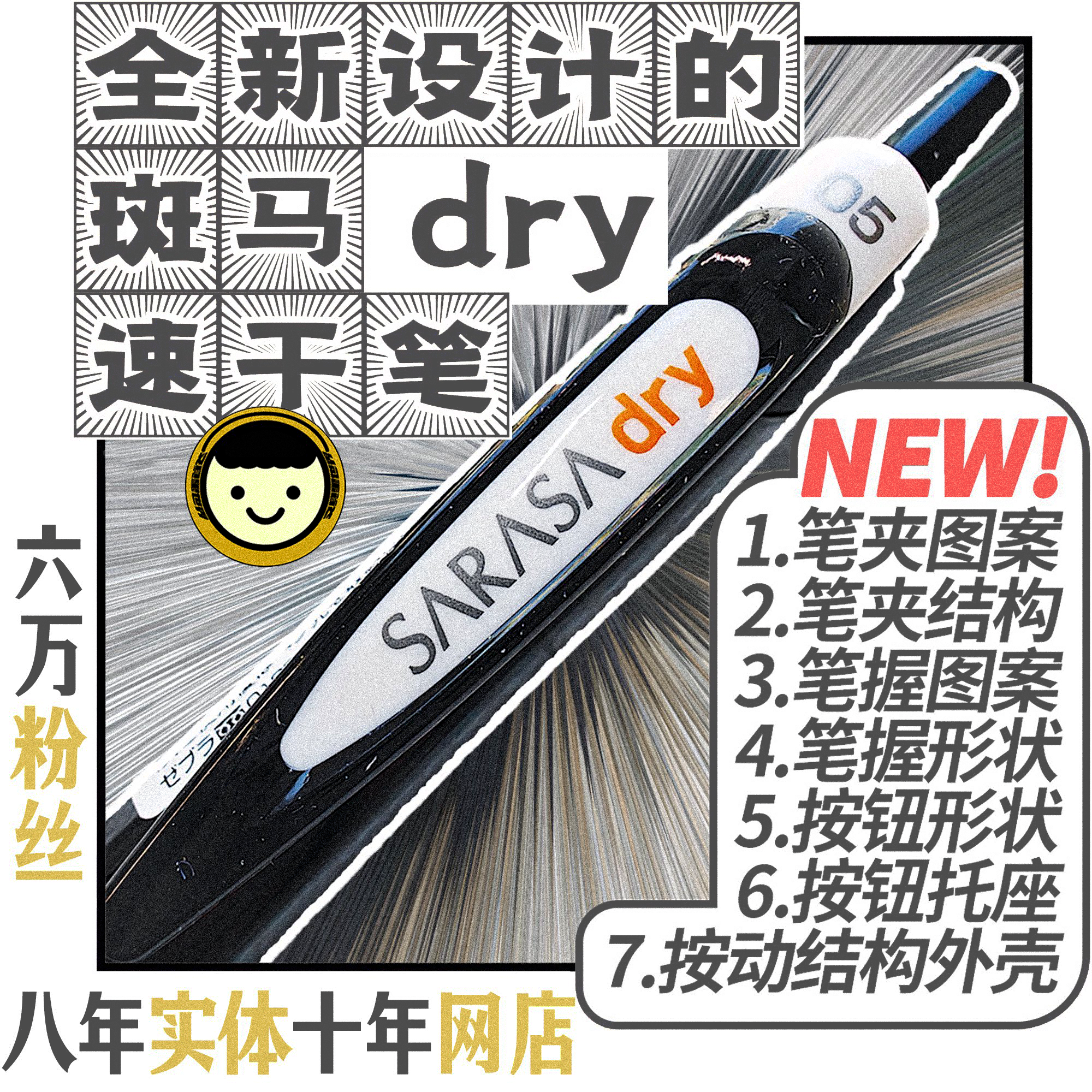 多达七处的全新设计!斑马JJ31按动中性笔速干油墨JLV黑色油墨0.5