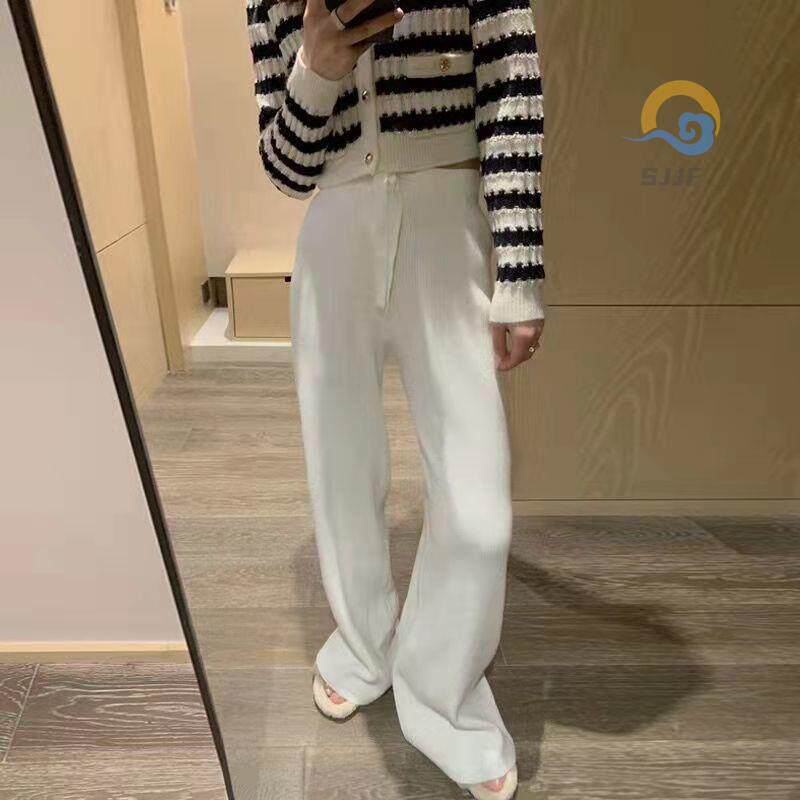 白色裤垂感高级感冬加厚针织女秋冬新款宽松拖地休闲减龄高腰