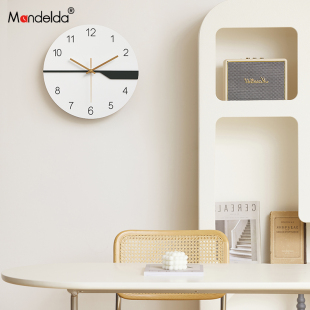 Mandelda免打孔挂钟客厅家用时尚 轻奢现代简约餐厅大气时钟表挂墙