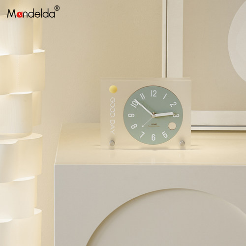 Mandelda韩国品牌创意简约桌面摆件客厅座钟玄关电视柜时钟装饰品