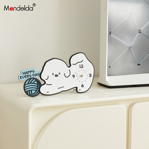 Mandelda萌趣小狗创意摆件时钟家居饰品客厅玄关电视柜装饰办公桌